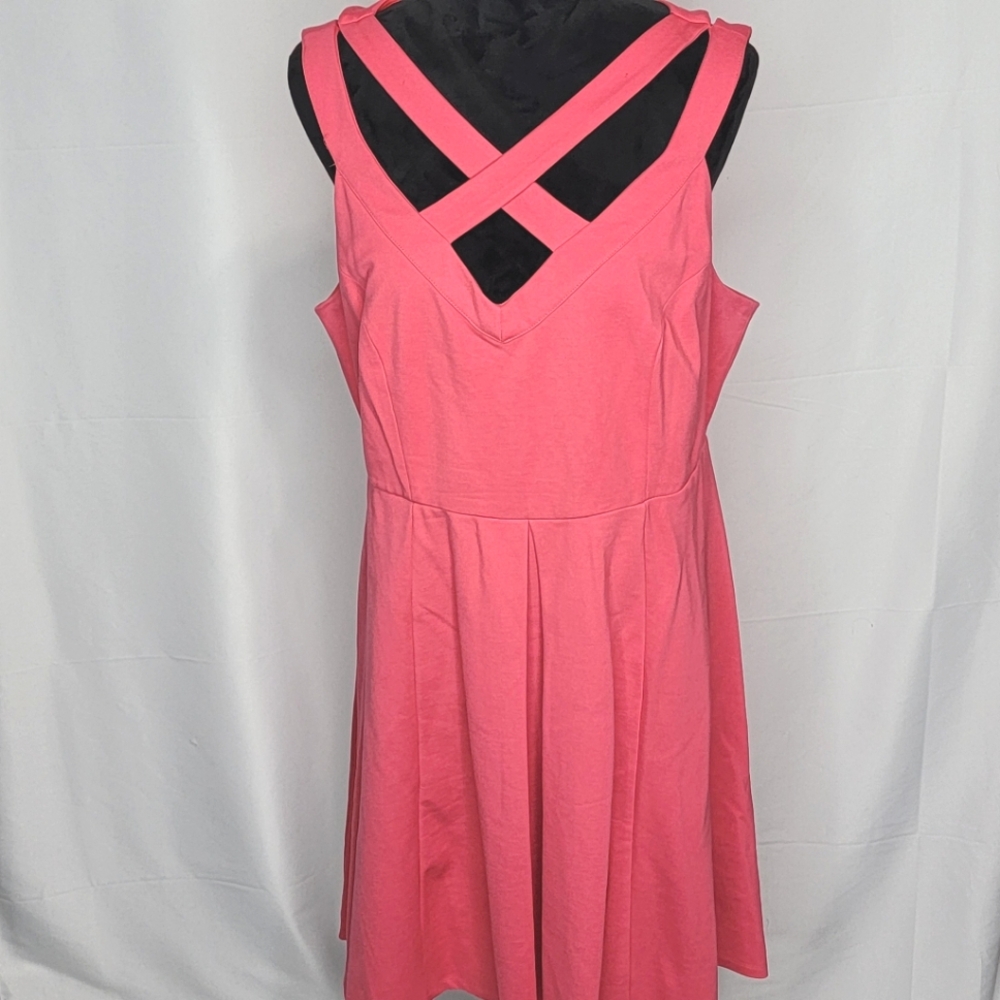 TORRID Coral Pink Strappy Ponte Knit Skater Dress Size 14